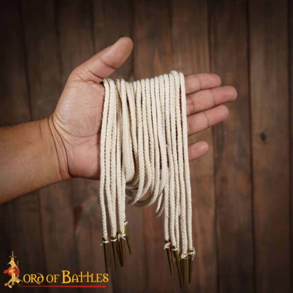 Medieval Pure Brass Aiglets Fabric Ecru Strings Ideal Clothing Accessory - Image 2