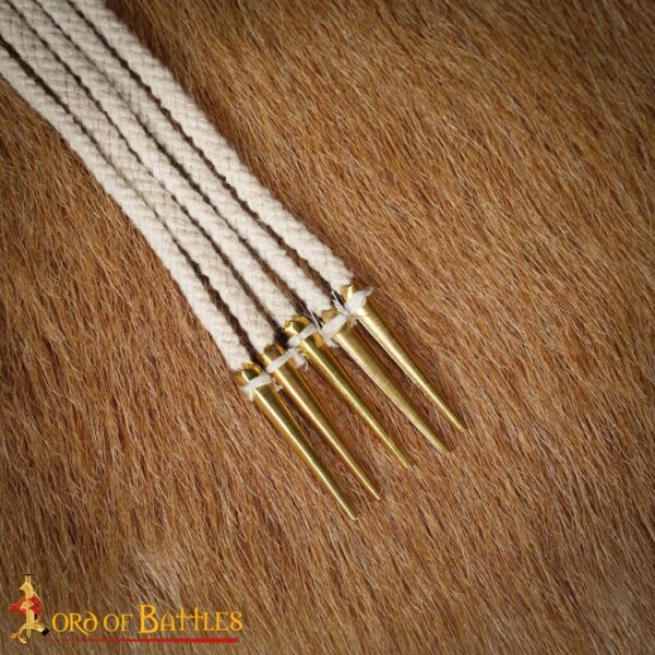 Medieval Pure Brass Aiglets Fabric Ecru Strings Ideal Clothing Accessory - Image 6