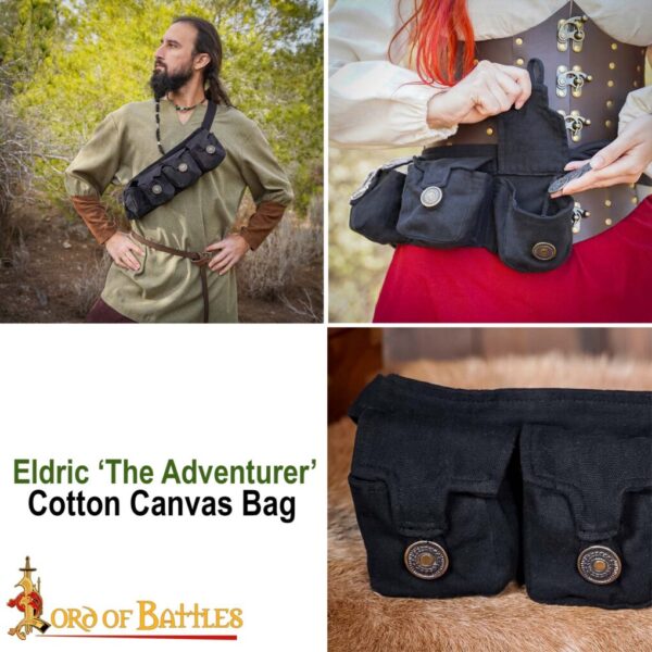 Eldric ‘The Adventurer’ Cotton Canvas Bag with Four Pouches - Image 15