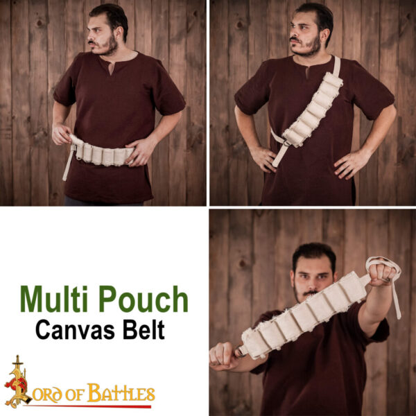Medieval Multi Pouch Cotton Canvas Belt - Image 15