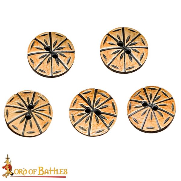 Genuine Horn Buttons with Geometric Motifs Set of 5 - Image 4