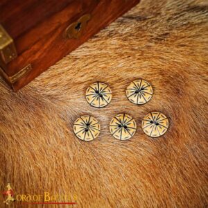 Genuine Horn Buttons with Geometric Motifs Set of 5