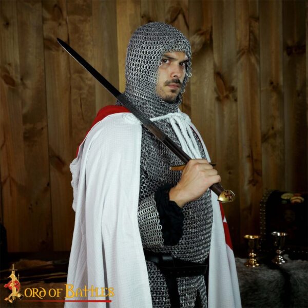 Medieval Crusader Hooded Canvas Cotton Cape - Image 2