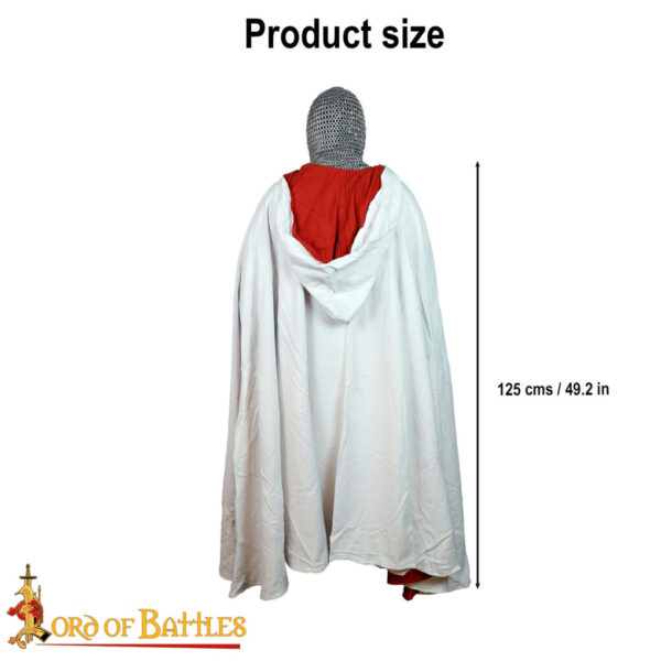 Medieval Crusader Hooded Canvas Cotton Cape - Image 3