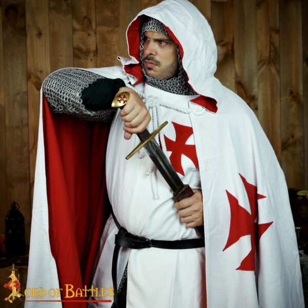 Medieval Crusader Hooded Canvas Cotton Cape - Image 5