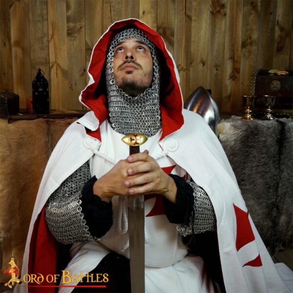 Medieval Crusader Hooded Canvas Cotton Cape - Image 6