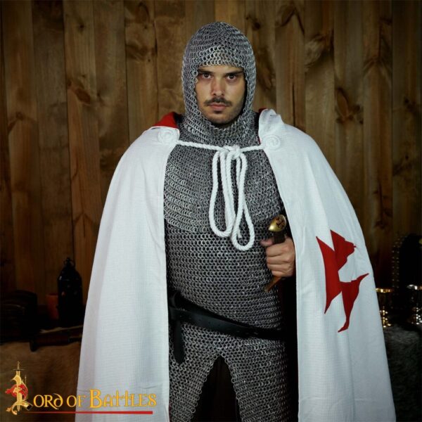 Medieval Crusader Hooded Canvas Cotton Cape