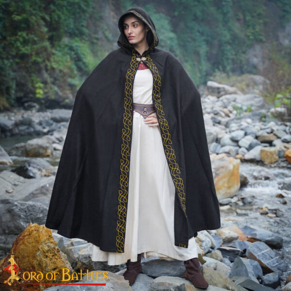 Hooded Woolen Elfic Cape with Pure Brass Cloak Clasp - Image 2