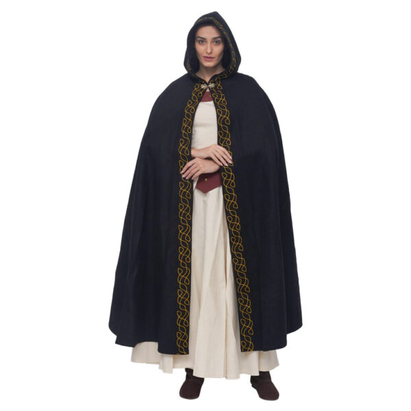 Hooded Woolen Elfic Cape with Pure Brass Cloak Clasp - Image 4