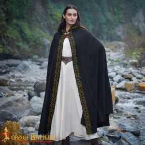 Hooded Woolen Elfic Cape with Pure Brass Cloak Clasp