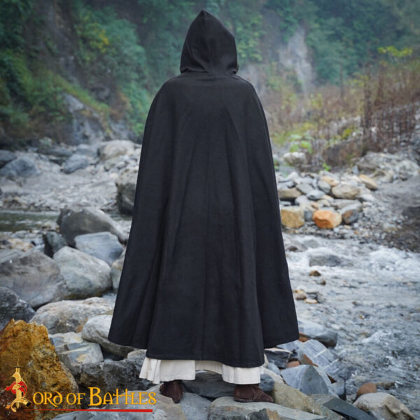 Hooded Woolen Elfic Cape with Pure Brass Cloak Clasp - Image 6