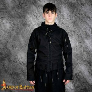 15th Century Black Arming Doublet Canvas Cotton