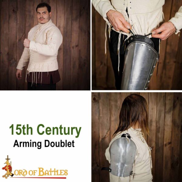 15th Century Ecru Arming Doublet Canvas Cotton - Image 7