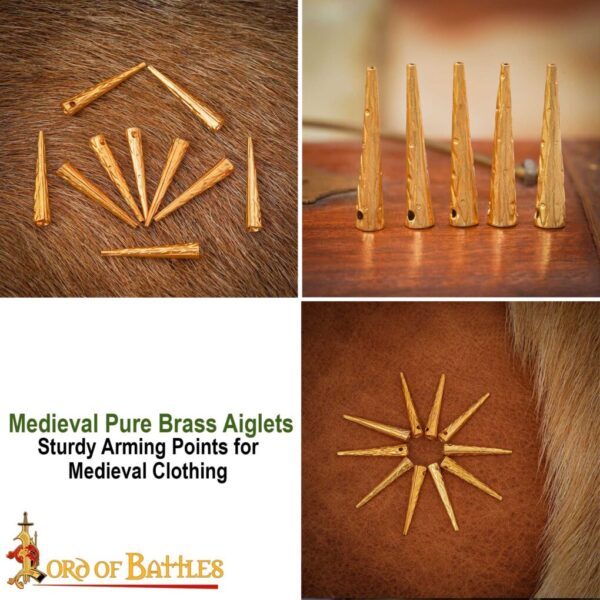 Medieval Ornate Pure Solid Brass Aiglets Set of 10 - Image 8