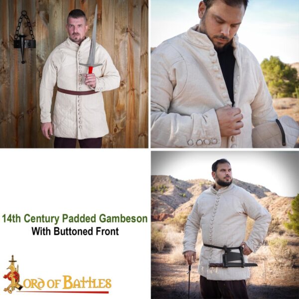 Medieval 14th Century Padded Gambeson (Type 6) with Buttoned Front - Image 8