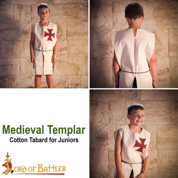 Medieval Templar Cotton Surcoat Tabard for Juniors - Image 7