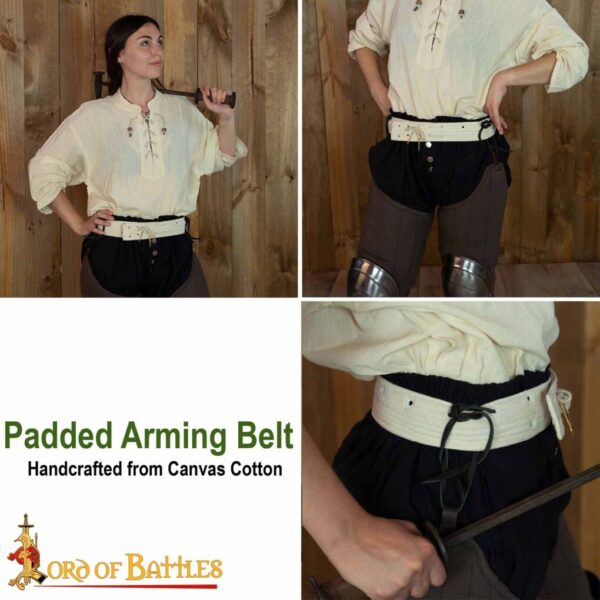 Medieval Padded Arming Belt Handmade from Sturdy Canvas Cotton - Image 7