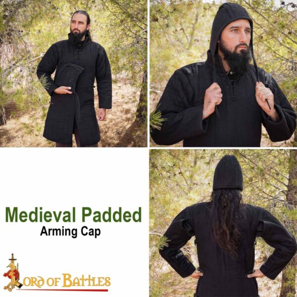Medieval Quilted Padded Arming Cap Canvas Cotton - Image 9