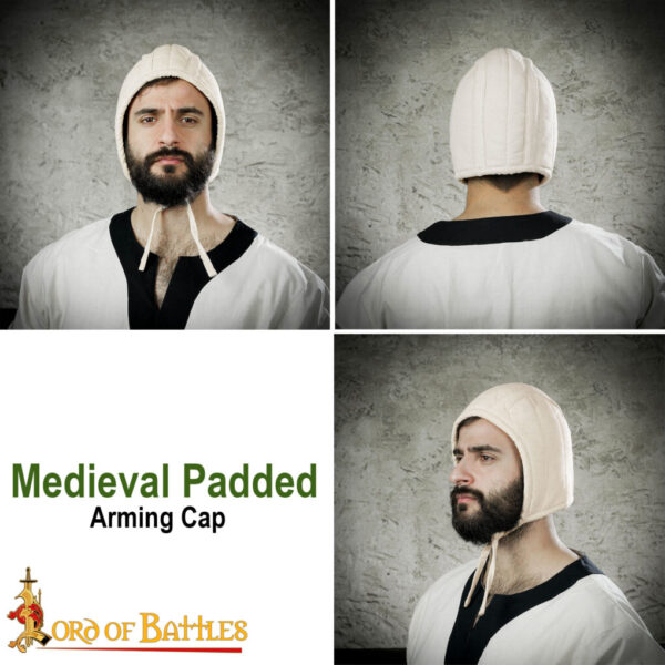 Medieval Quilted Padded Arming Cap Canvas Cotton - Image 21