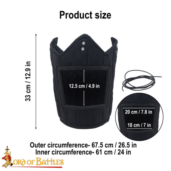 Medieval Canvas Padded Liner for Helmet with Genuine Leather Cord - Image 3