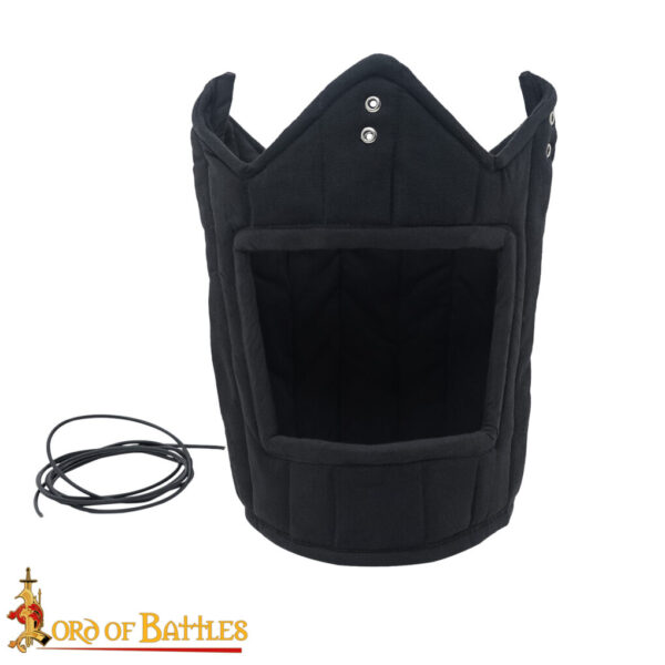 Medieval Canvas Padded Liner for Helmet with Genuine Leather Cord - Image 4