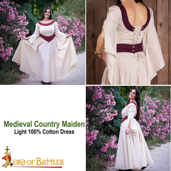 Medieval Country Maiden Light Cotton Dress - Image 8