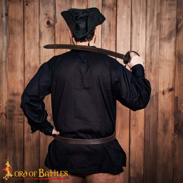 Classic Medieval Fantasy or Renaissance Pirate Shirt Handmade Light Cotton, White and Black - Image 11