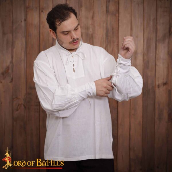 Classic Medieval Fantasy or Renaissance Pirate Shirt Handmade Light Cotton, White and Black - Image 3