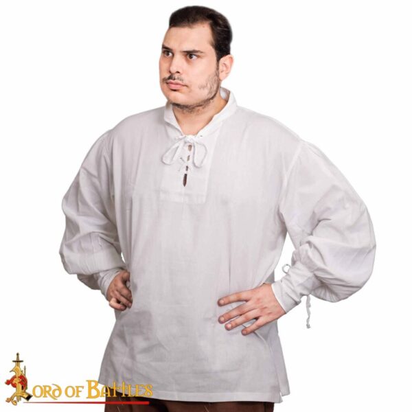 Classic Medieval Fantasy or Renaissance Pirate Shirt Handmade Light Cotton, White and Black - Image 5