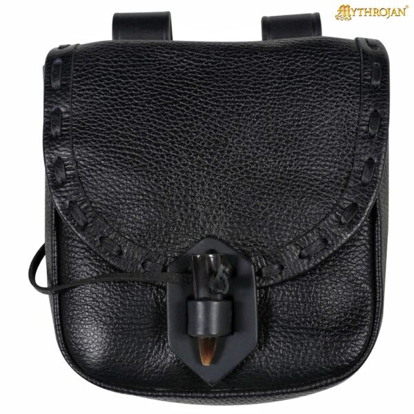 Medieval Leather Belt Pouch – Handcrafted Genuine Leather Bag with Toggle Fastening - Image 2