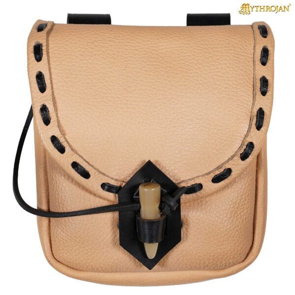 Medieval Leather Belt Pouch – Handcrafted Genuine Leather Bag with Toggle Fastening - Image 8