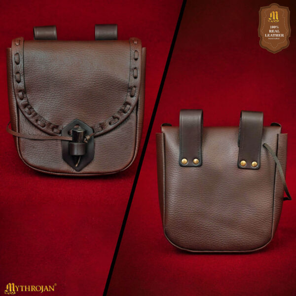 Medieval Leather Belt Pouch – Handcrafted Genuine Leather Bag with Toggle Fastening - Image 19