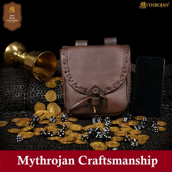 Medieval Leather Belt Pouch – Handcrafted Genuine Leather Bag with Toggle Fastening - Image 15