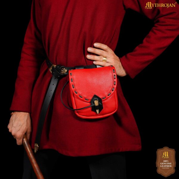 Medieval Leather Belt Pouch – Handcrafted Genuine Leather Bag with Toggle Fastening - Image 13