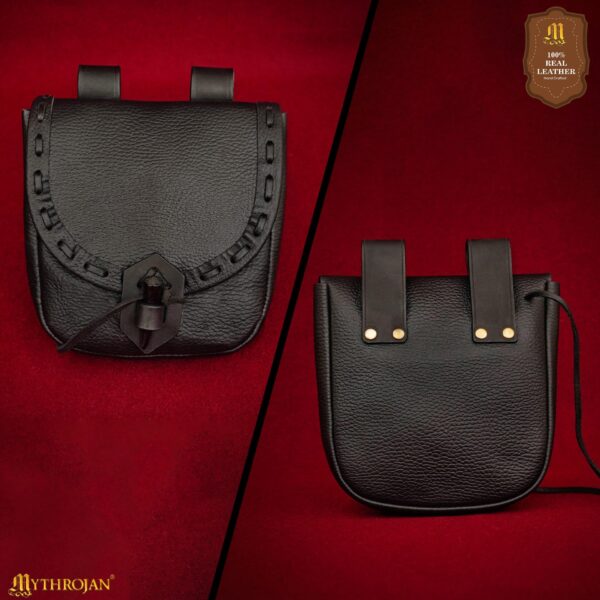 Medieval Leather Belt Pouch – Handcrafted Genuine Leather Bag with Toggle Fastening - Image 6
