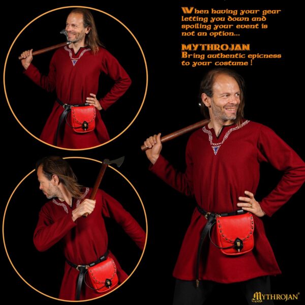 Medieval Leather Belt Pouch – Handcrafted Genuine Leather Bag with Toggle Fastening - Image 14