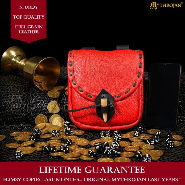 Medieval Leather Belt Pouch – Handcrafted Genuine Leather Bag with Toggle Fastening - Image 11