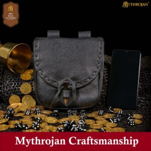 Medieval Leather Belt Pouch – Handcrafted Genuine Leather Bag with Toggle Fastening