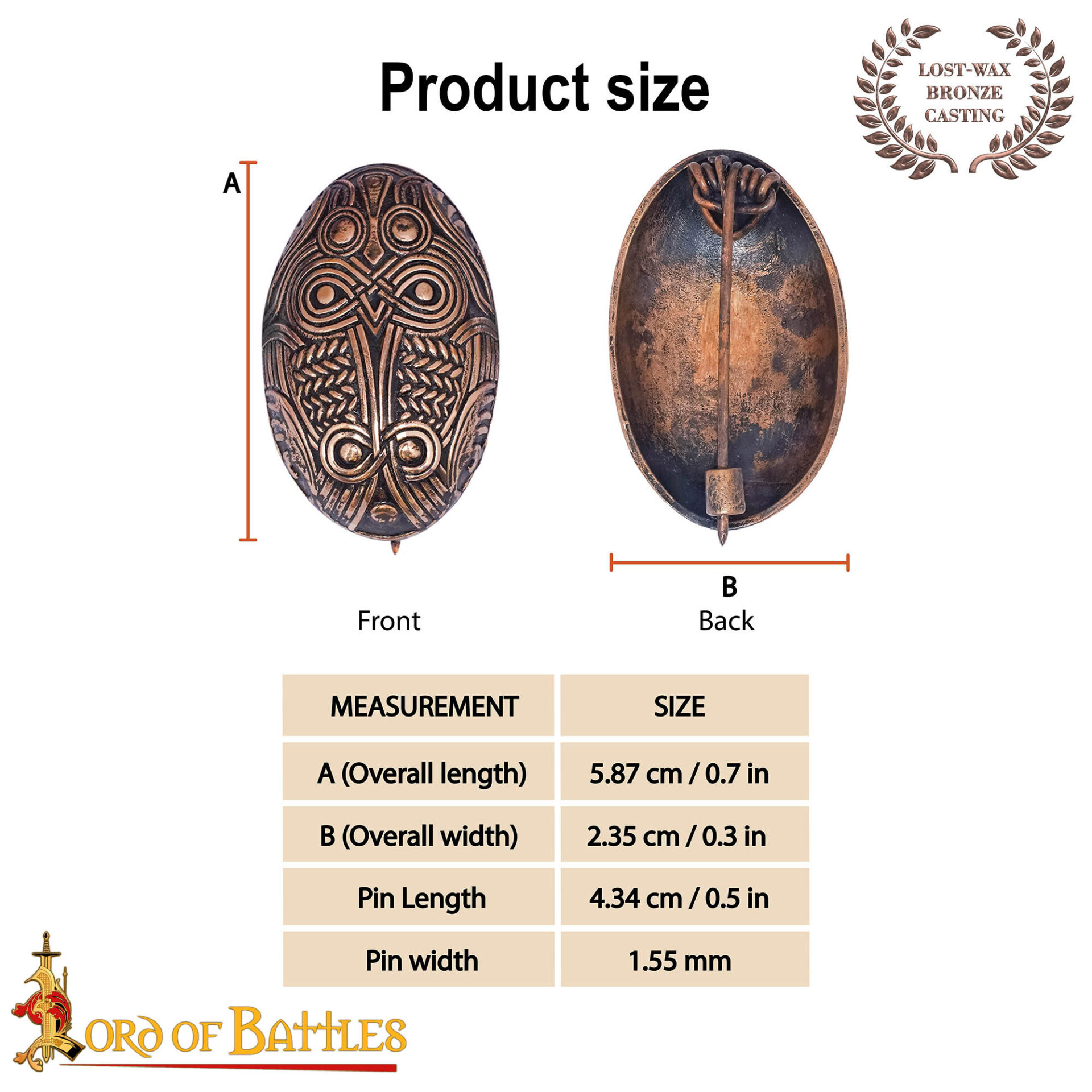 10th Century Viking Age Antique Bronze Oval Brooch-26578BZSAT 2