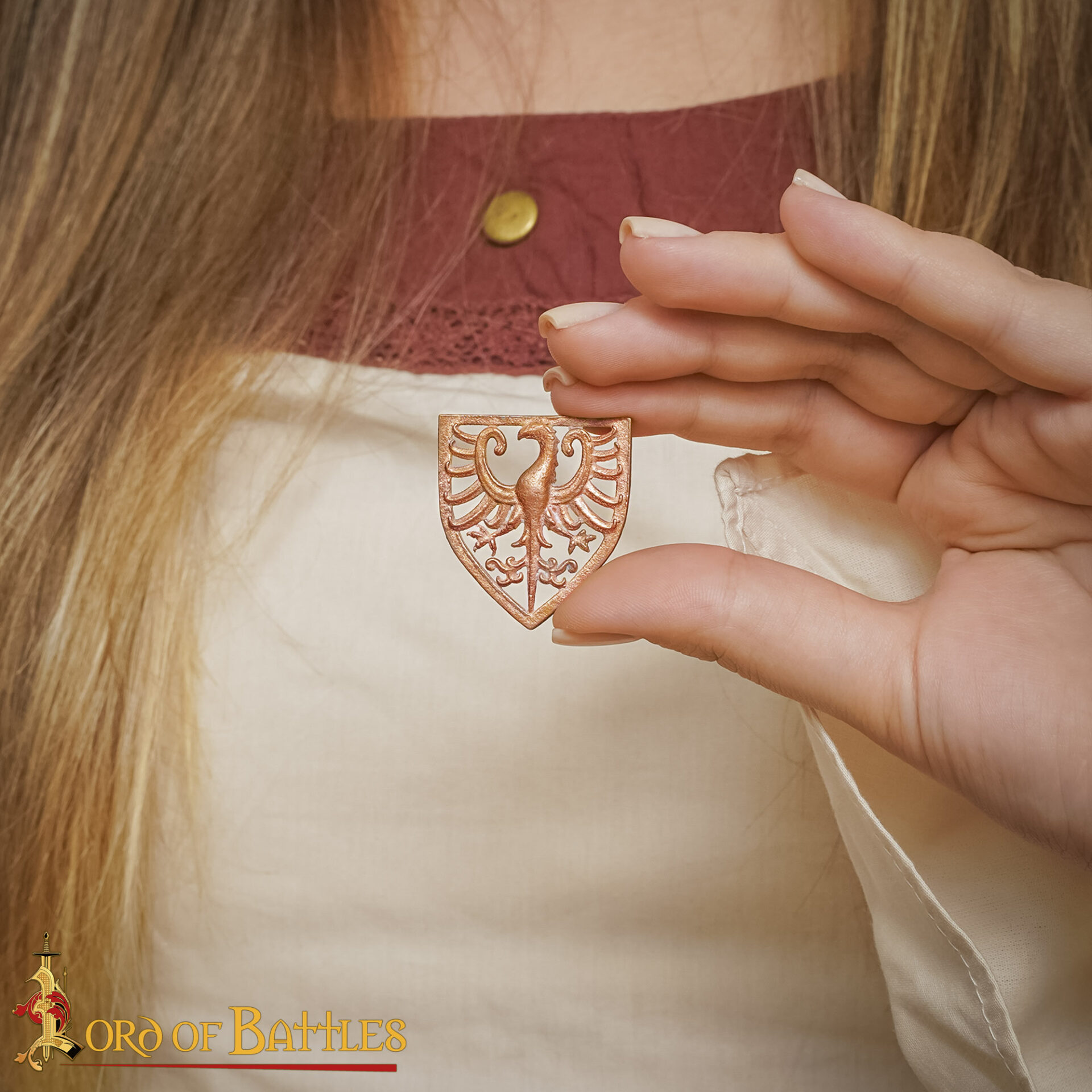 13th Century Bronze Heraldic Eagle Shield Brooch-26432BZ 7