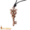 13th–15th Century Medieval Antique Bronze Dragon Key Pendant on Leather Cord-26610BZAT 3