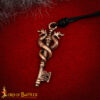 13th–15th Century Medieval Antique Bronze Dragon Key Pendant on Leather Cord-26610BZAT 7