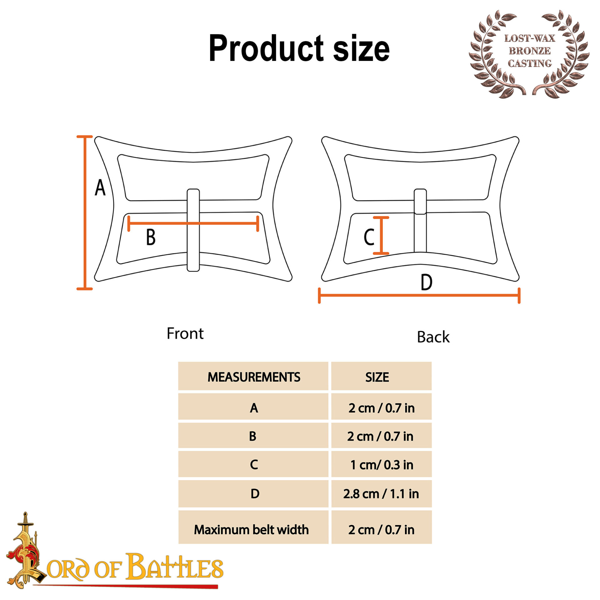 18th Century Solid Bronze Belt Buckle-26448BZ 2