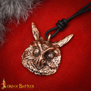 Ancient Bronze Owl Pendant – Lost-Wax Cast Amulet with Leather Cord