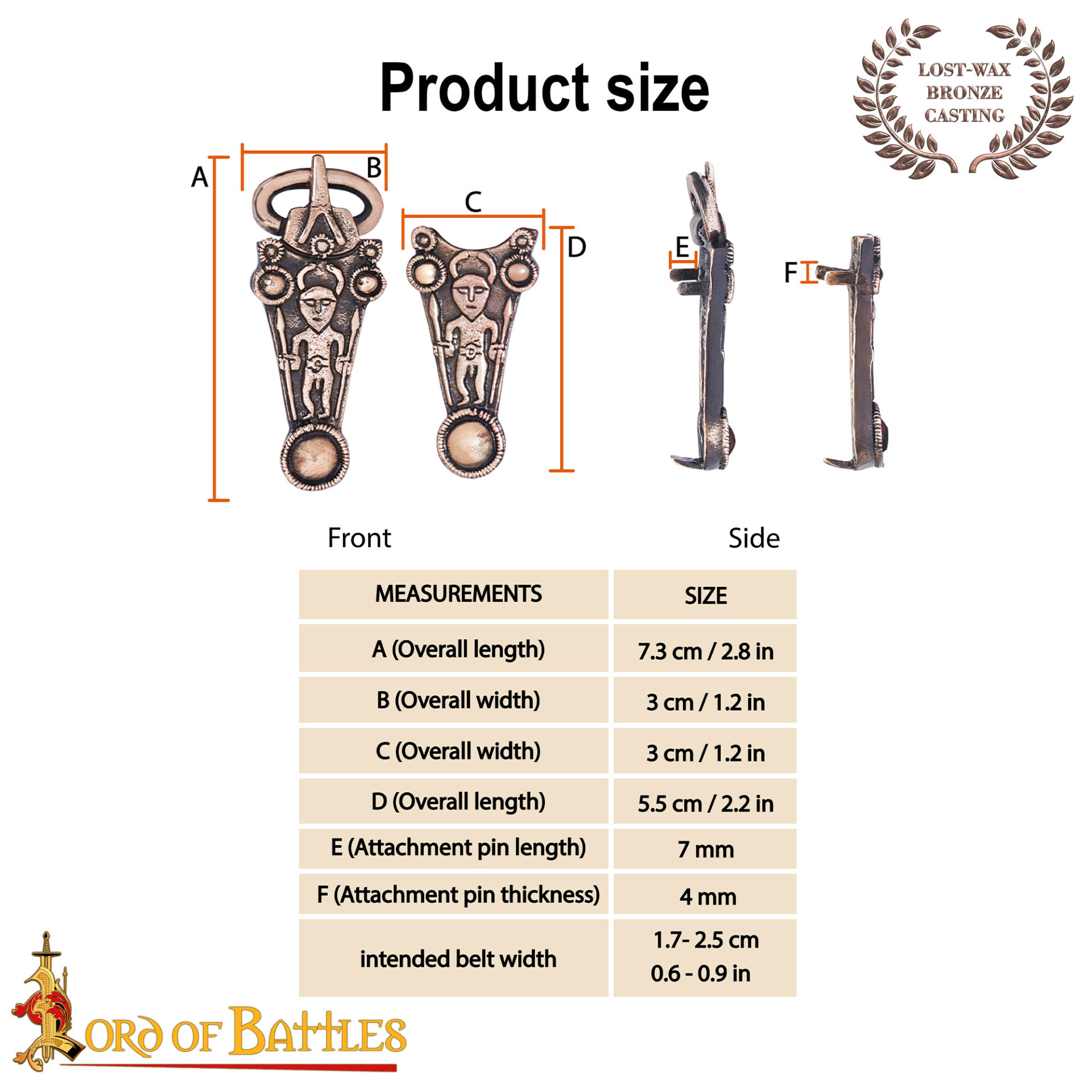 9th Century Viking Antique Bronze Belt Buckle Set – Norse Warrior Design for Historical Costumes, LARP Belts, and Viking Reenactment Gear-26468BZAT 2