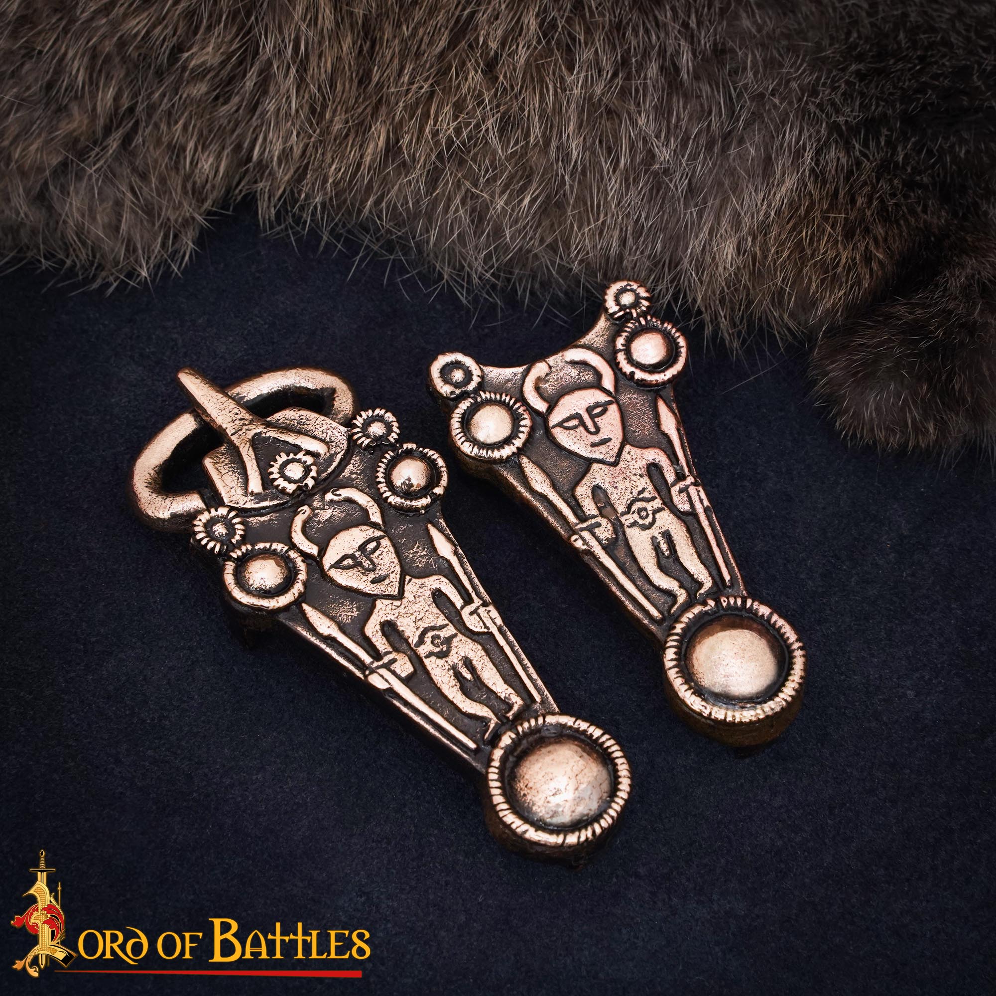 9th Century Viking Antique Bronze Belt Buckle Set – Norse Warrior Design for Historical Costumes, LARP Belts, and Viking Reenactment Gear-26468BZAT