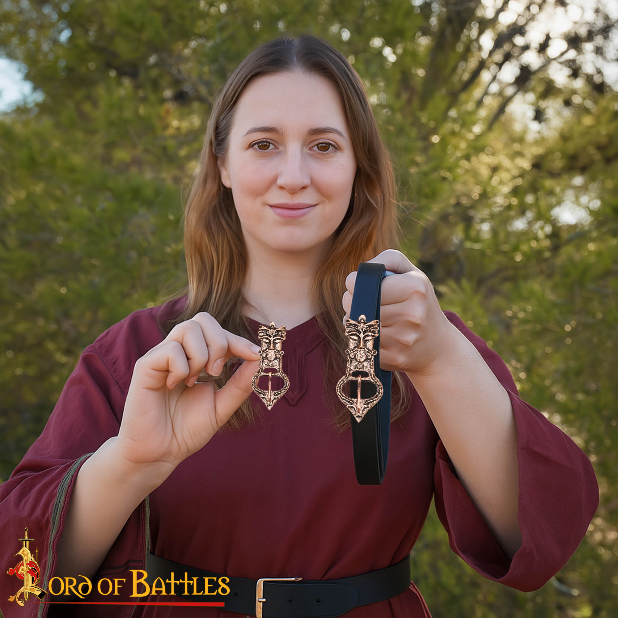 9th–10th Century Viking Antique Bronze Belt Buckle – Norse Animal Head Design for Historical Reenactment and Costume Accessories-26422BZLAT 5