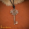 9th–10th Century Viking Antique Bronze Key Pendant Necklace – Norse Knotwork Jewelry with Leather Adjustable Cord for Historical Reenactment and Costumes-26608BZAT 4