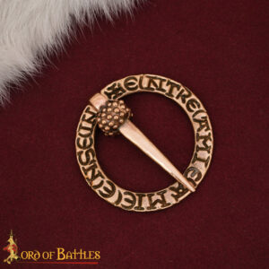 Medieval Bronze Ring Brooch – Lost-Wax Cast with Inscribed Design