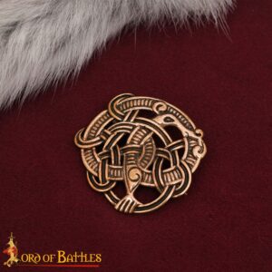 Viking Bronze Knot work Cloak Brooch Lost Wax Cast Round Fastener